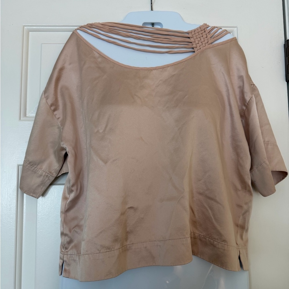 100% silk Mint Jodie Arnold 100% Silk Blush Strappy Back Blouse Size 6